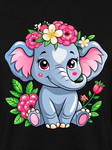 Blumenliebender Babyelefant