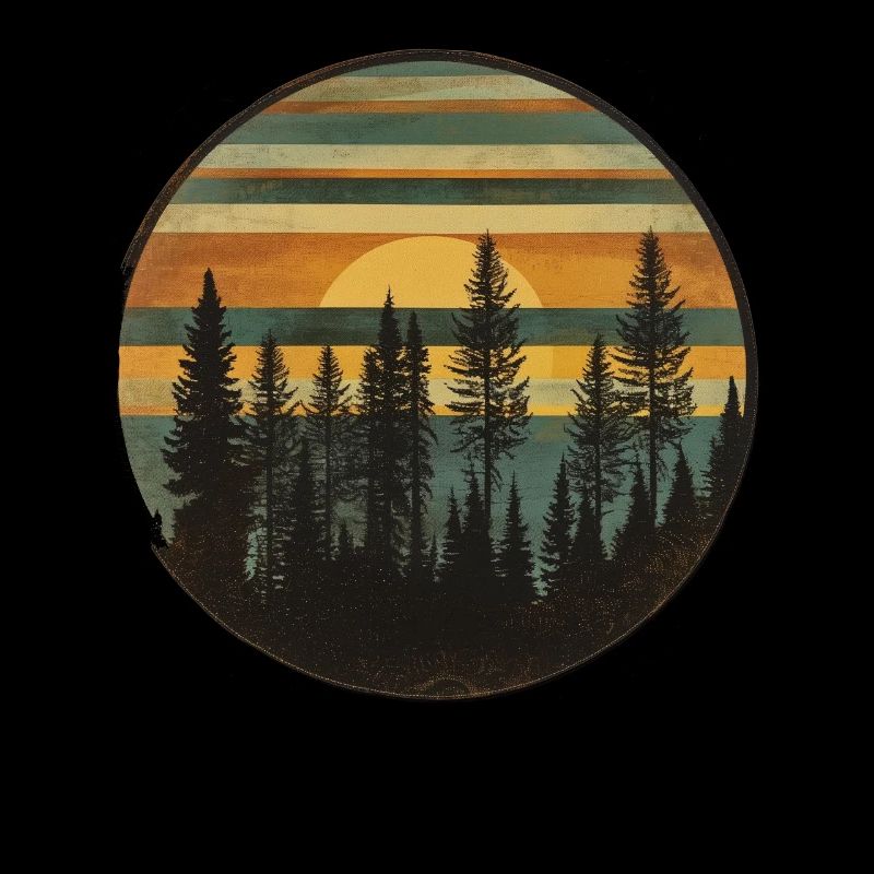Sunset Forest Nature Outdoors Retro 80s Vibe 3