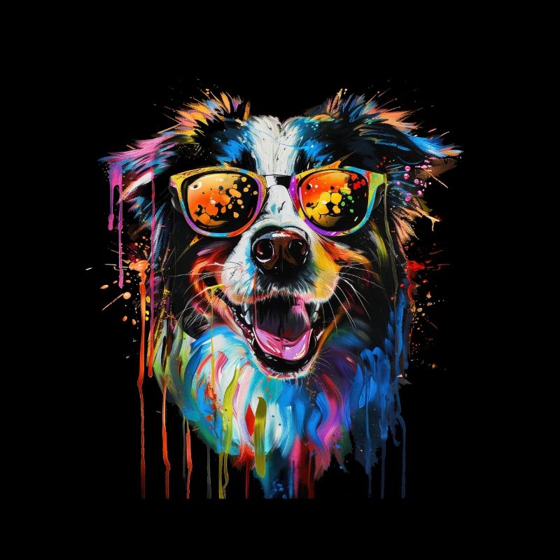 Lunettes de soleil cool pour chien recouvert de peinture arc-en-ciel