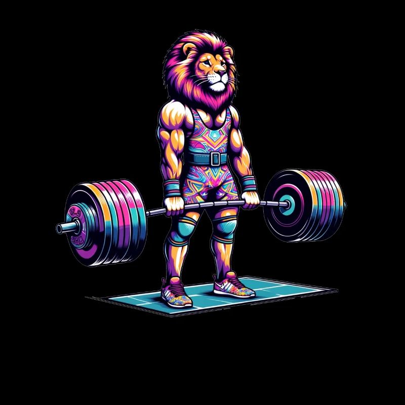 Rainbow Lion Deadlifting in the Gym