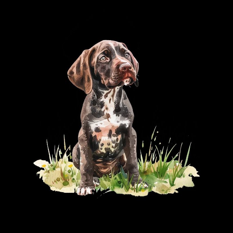 Cute Puppy German Shorthaired Pointer Watercolor