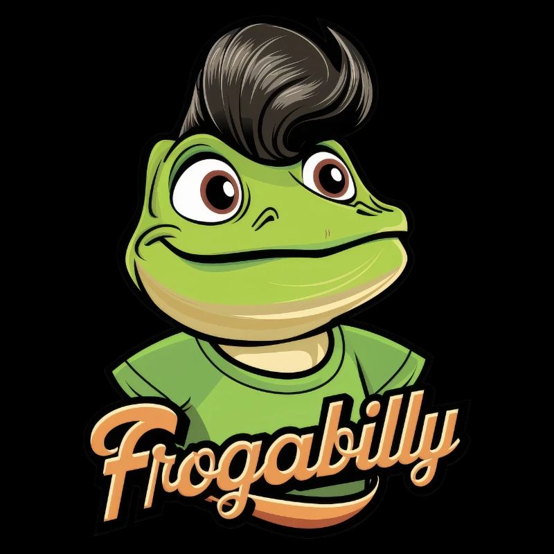 Cartoon-Frosch mit Rockabilly-Haarschnitt