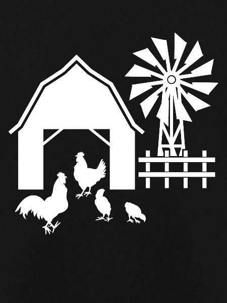 Scheune mit Huhn -