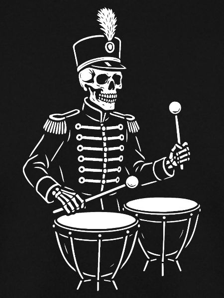 Skelett-Trommler in Parade-Uniform