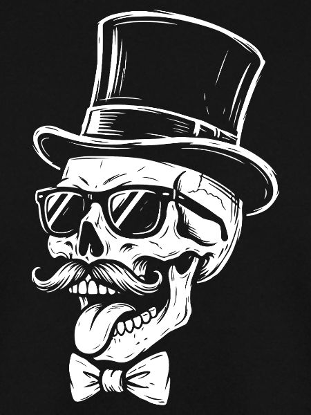 Totenkopf Zylinder Sonnenbrille Weiß