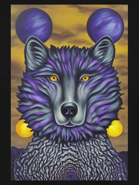 Wolf mit Mond