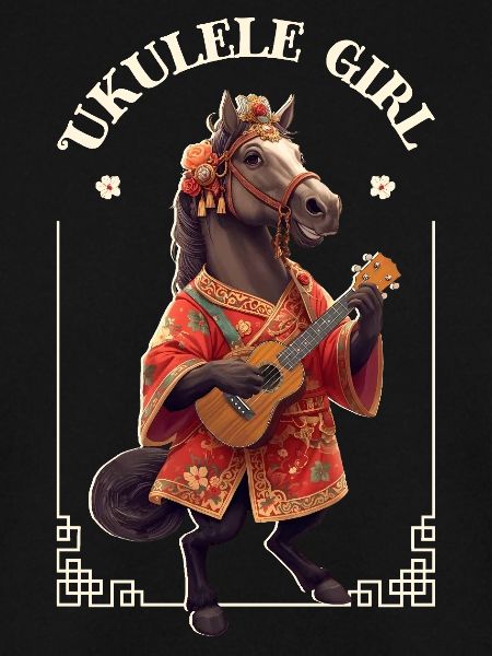 Ukulele girl horse