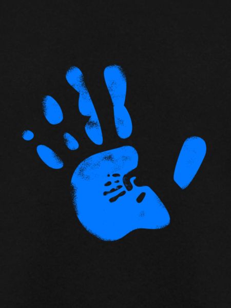 Blauer Handabdruck