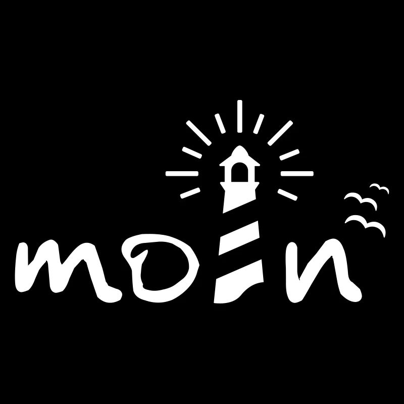 Moin mit Leuchtturm und Möwen