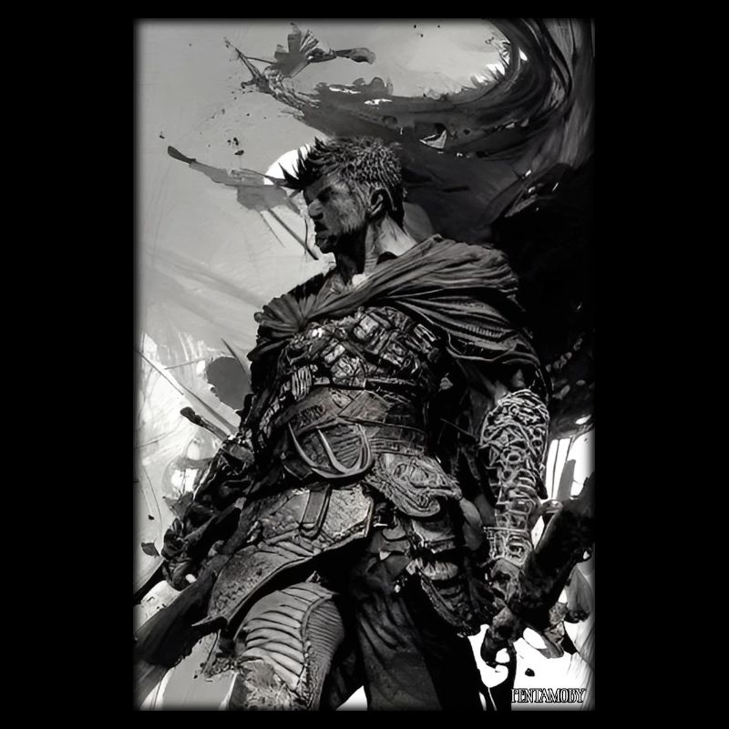 Warrior Sword Vintage Noir Blanc 3