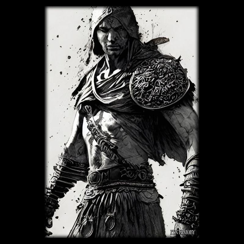Warrior Sword Vintage Noir Blanc 1