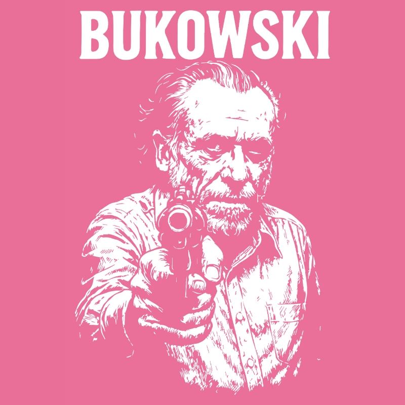 Charles Bukowski mit einer Waffe