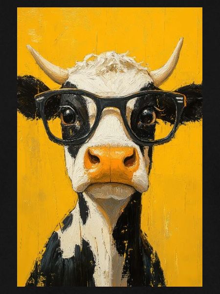 Coole Kuh mit Brille
