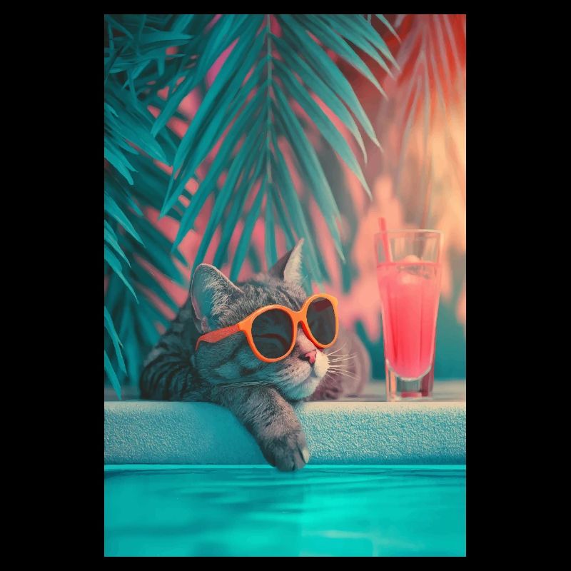Coole Katze am Pool