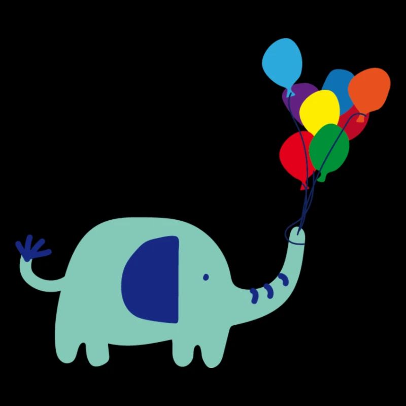 Le petit éléphant avec un bouquet de ballons