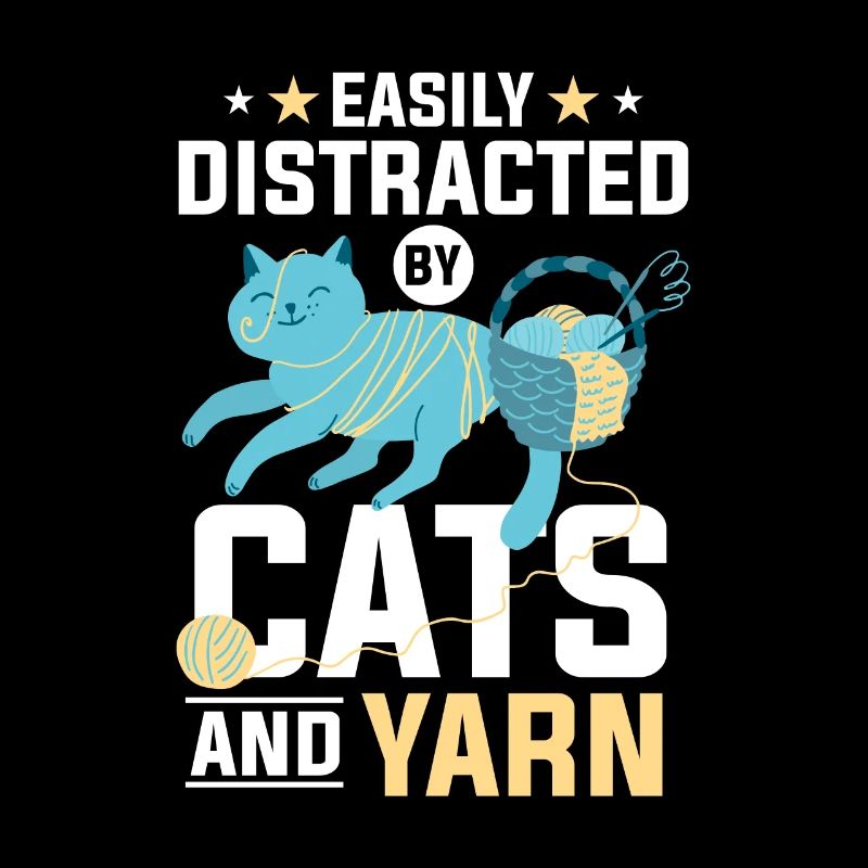 Easily Distracted By Cats And Yarn Häkeln Stricken