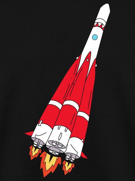 Rocket with thrust - hand-painted