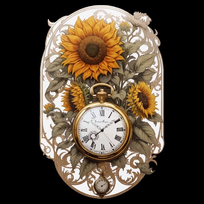 Uhr mit Sonnenblumen