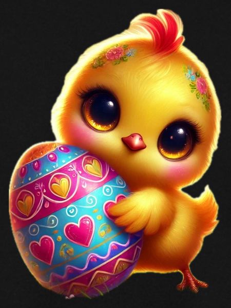 Easter chicks with egg