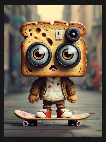 Toasbrot auf Skateboard