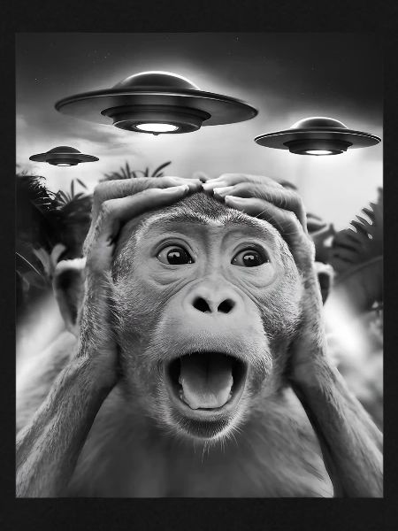 Lustige Affengrafik UFO Seltsam