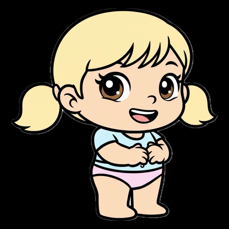 Kleines pastellblondes Cartoon-Mädchen