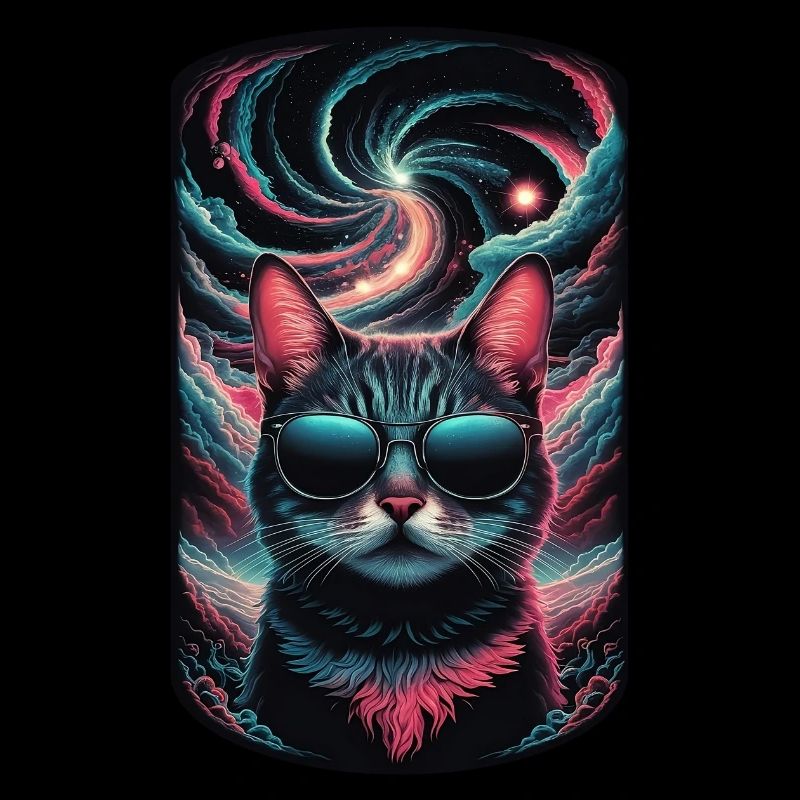 chat dans l'espace - chaton avec lunette de soleil