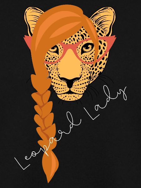 leopard Lady | white text