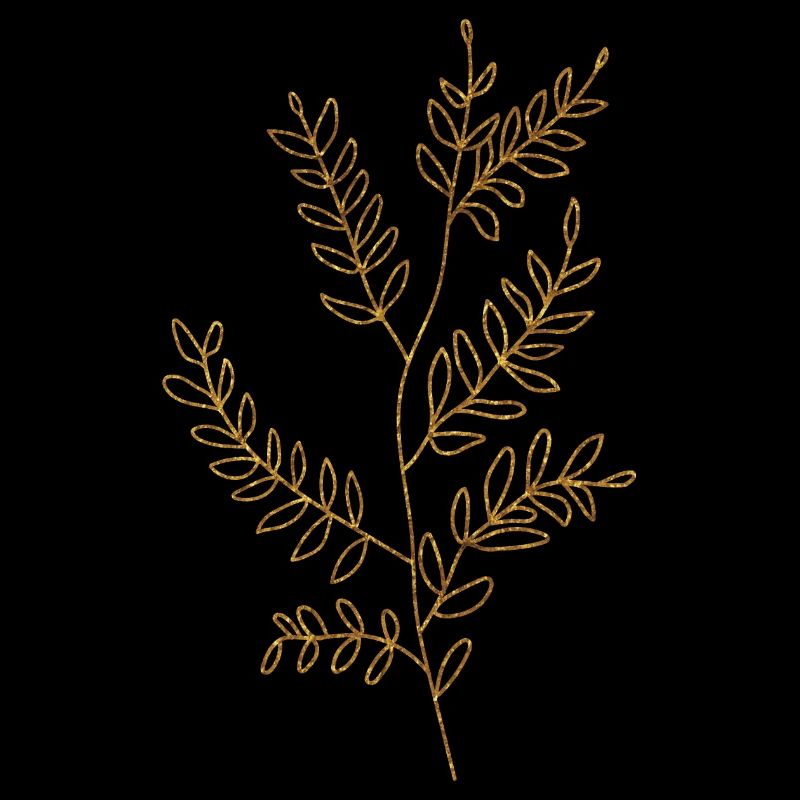 Gold Foliage Flora Line Art