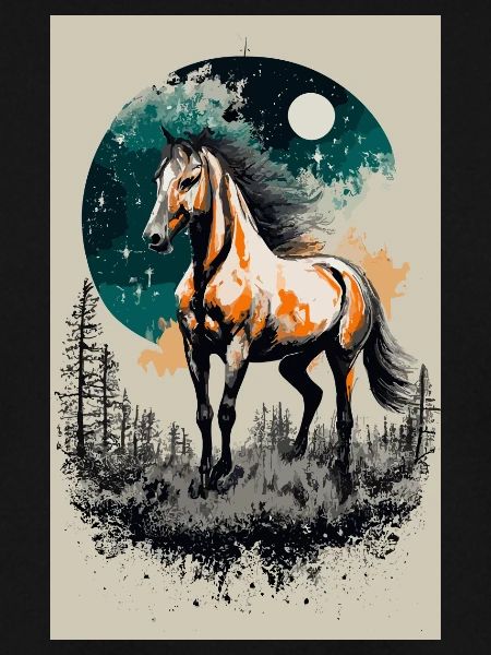 Pferd unter Vollmond