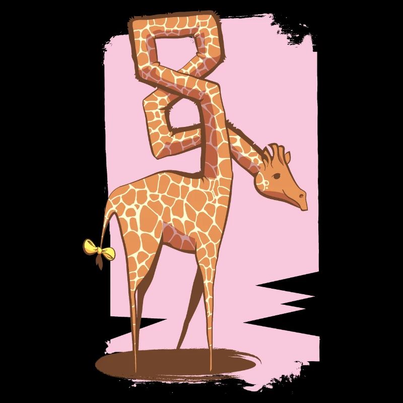 Caricature de girafe avec 8 dans le cou.
