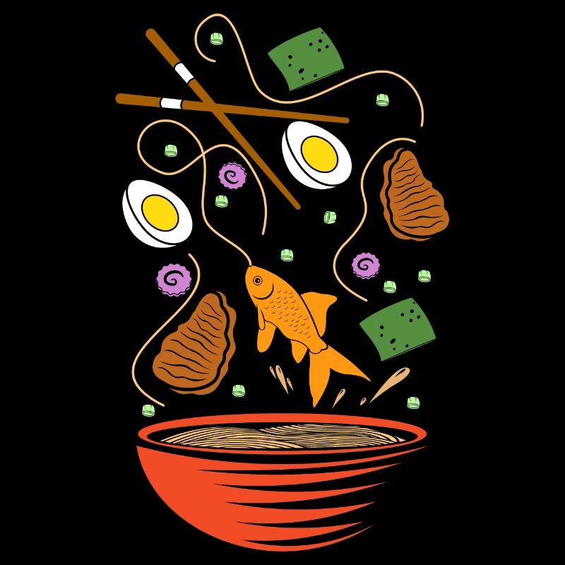 Ironischer Goldfisch, der Ramen-Schüssel,