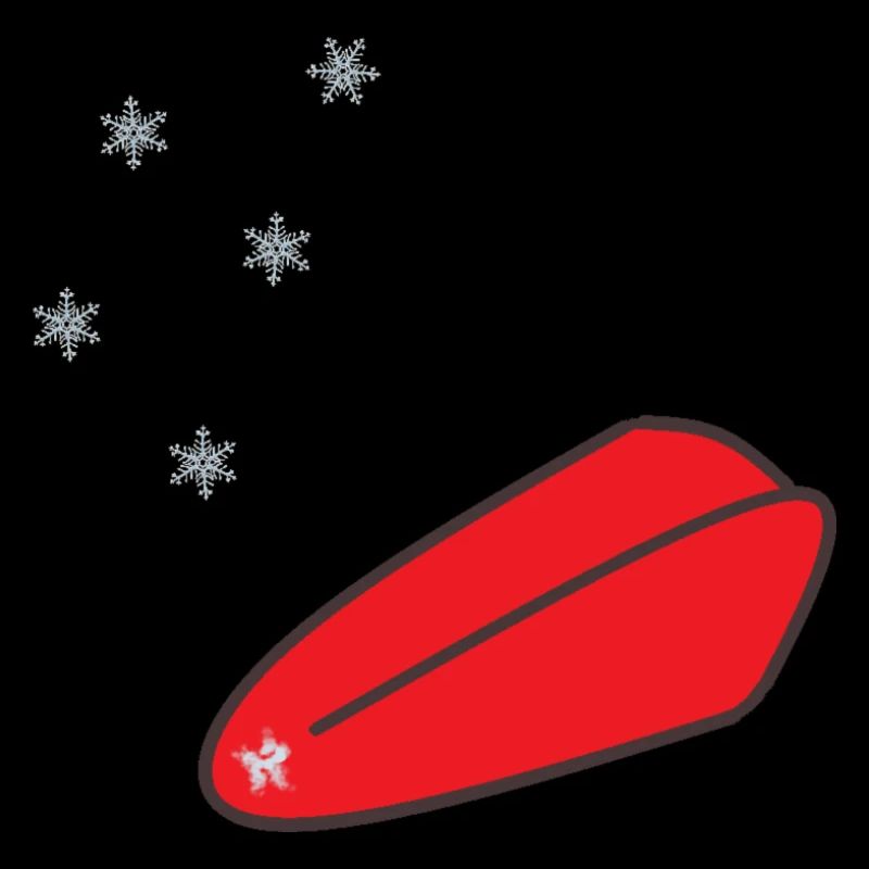 Schneeflocken fallen auf Zunge