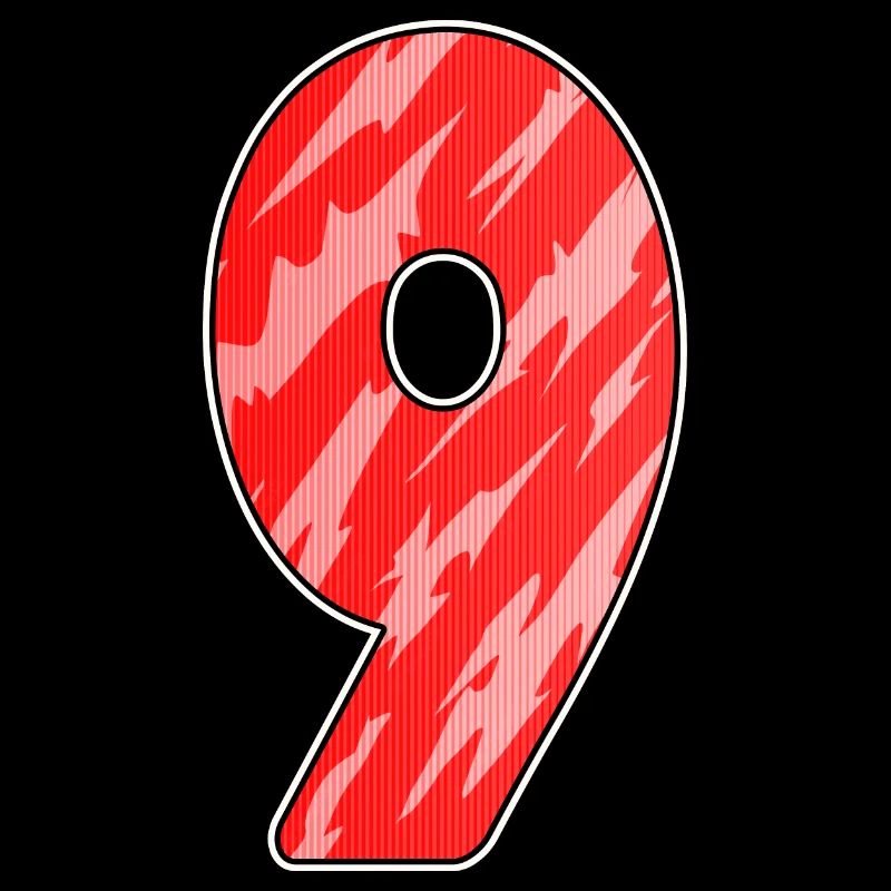 Numéro 9 - Neuf - 9 Motif Rouge