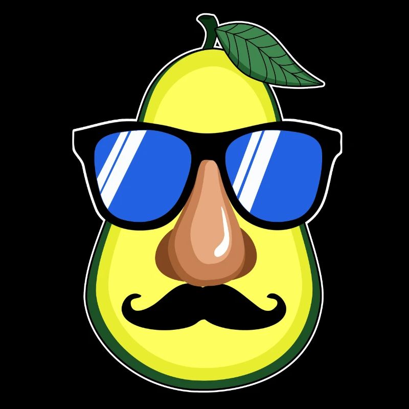 Avocado Face Glasses Mustache Kawaii Gift