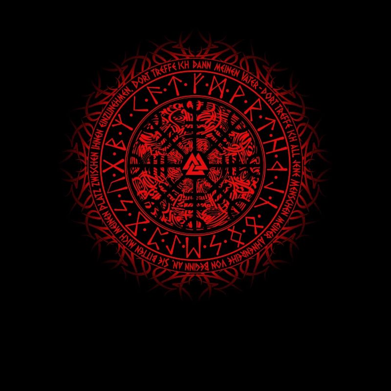 Wikinger Vegvisir mit Wikingergebet Rot