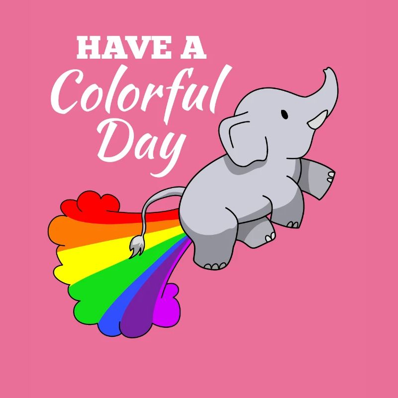 Elefant Witz Comic Illustration Regenbogen