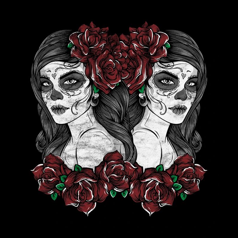 Fille de crâne de sucre avec masque de mort mexicain
