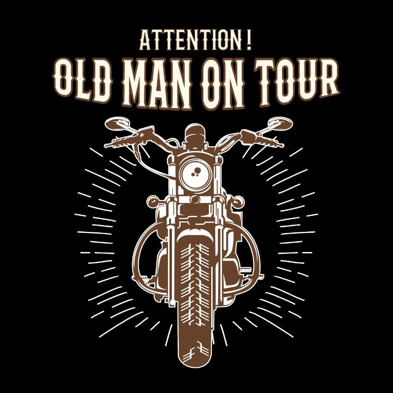 Old man on tour motorcycle gift