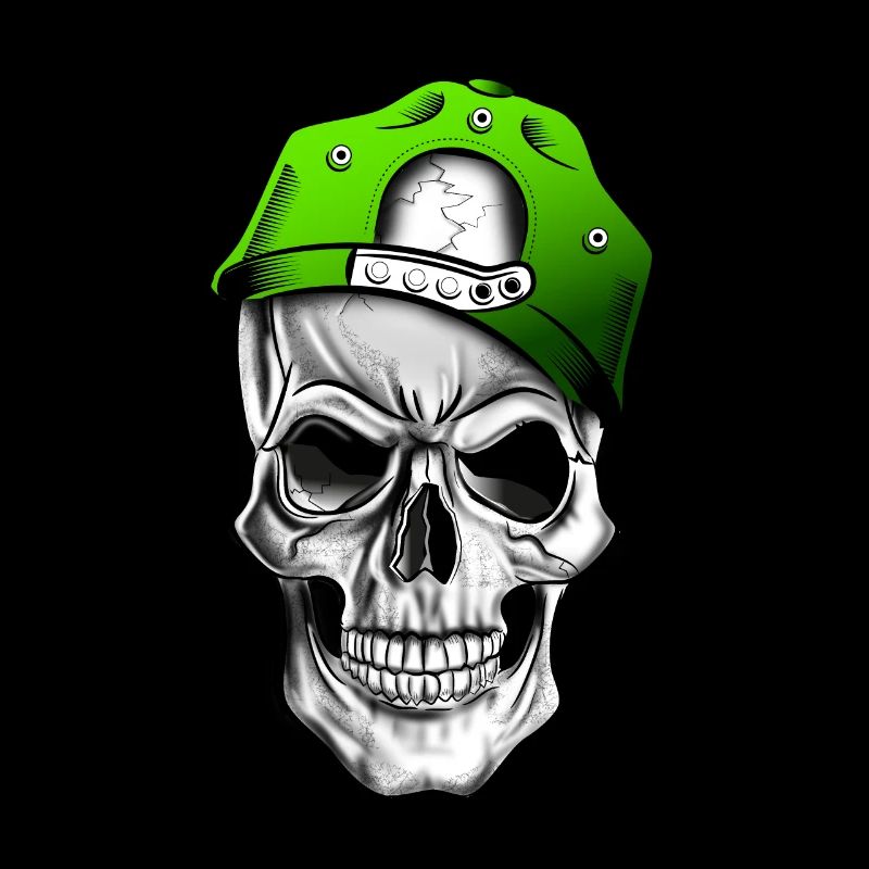 Totenkopf oder Schädel, Skull mit Baseballkappe