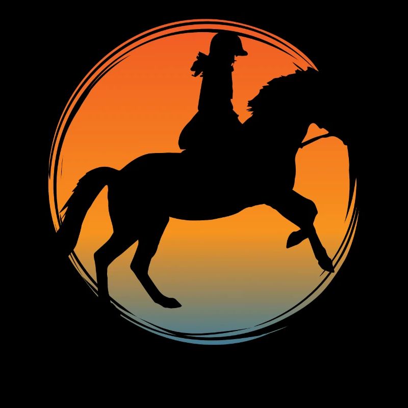 Pferde reiten auf Reiterhof mit Reiter