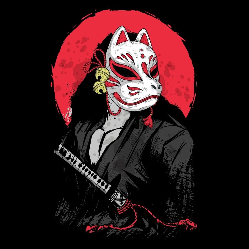 Kitsune Samurai Japan Manga Anime Geschenk