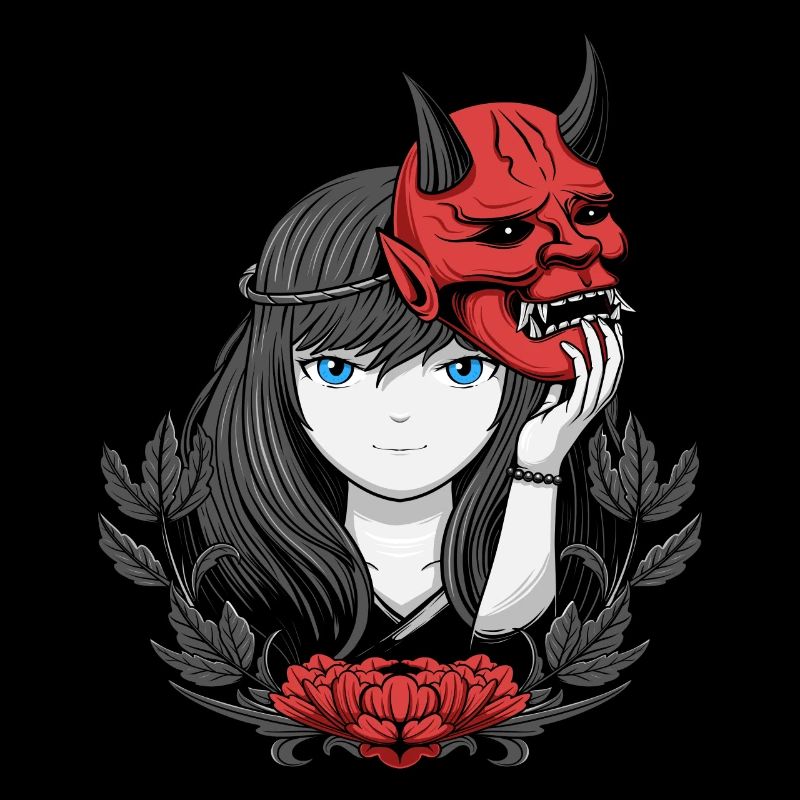 Japanischer Dämon Oni Anime Girl Goth e-girl e-boy