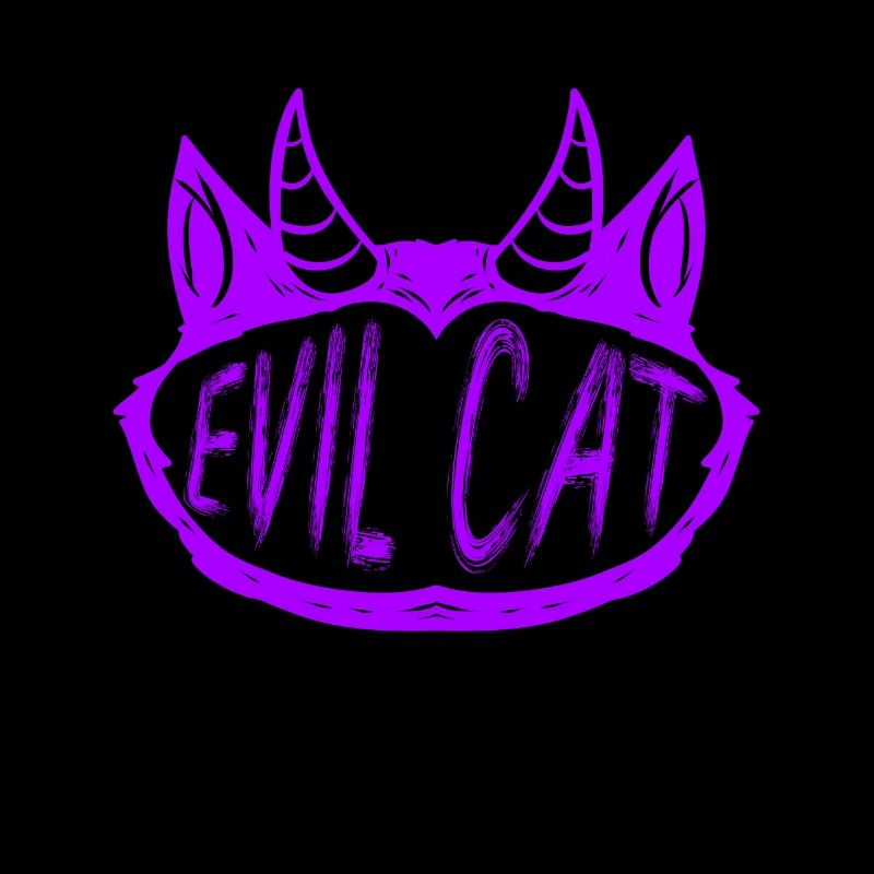 Logo de chat maléfique avec des cornes pour Halloween