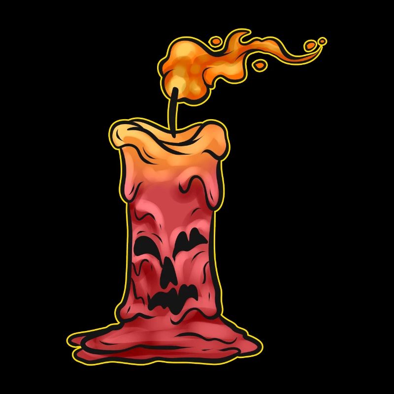 Old Jack O Lantern Candle Burning Down On