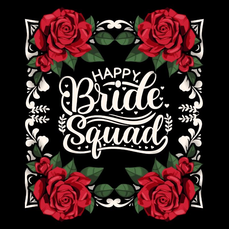Team Bride, Happy Bride Squad, Saying, Calligraphy