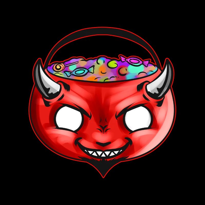 Sweets Bucket Scary Devil Sweets Collecting On
