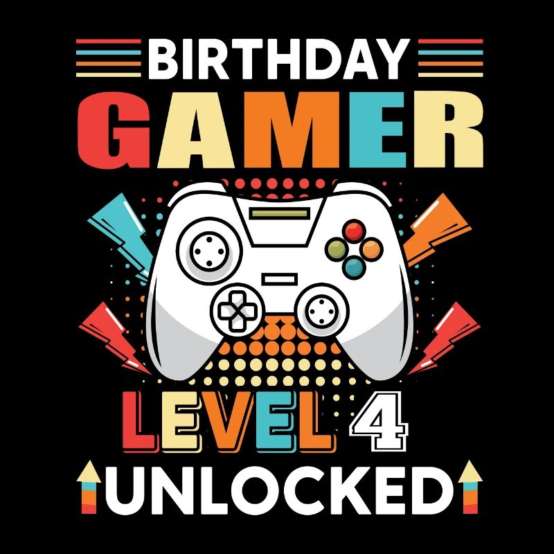Geburtstag Gamer Level 4 Unlocked 4 Geburtstag