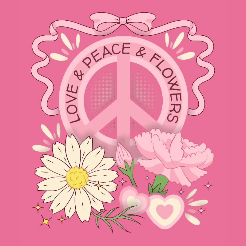 Frieden-Symbol Friedenszeichen, Love-Peace-Flowers