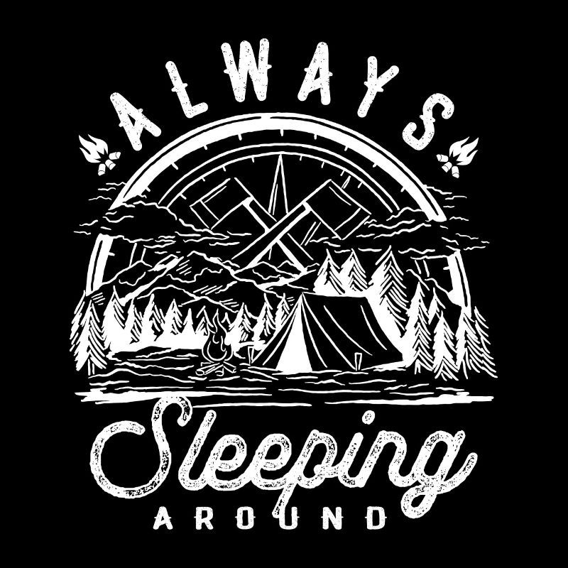 Always sleep around the campfire in the open air camping